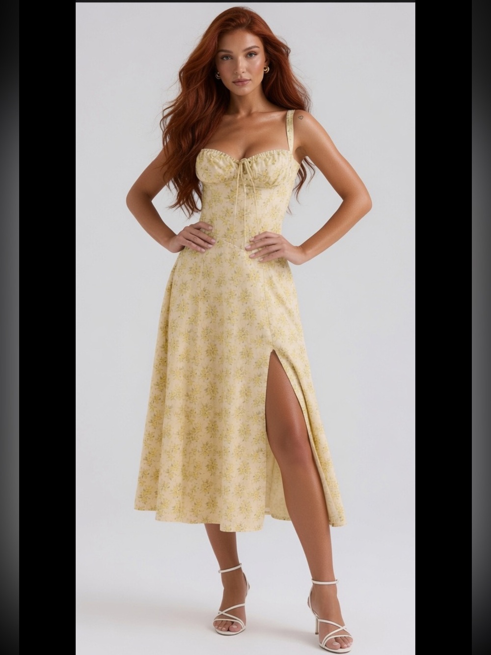 HOUSE OF CB 'Carmen' Buttercup Floral Sundress/XSmall US2-4 $286